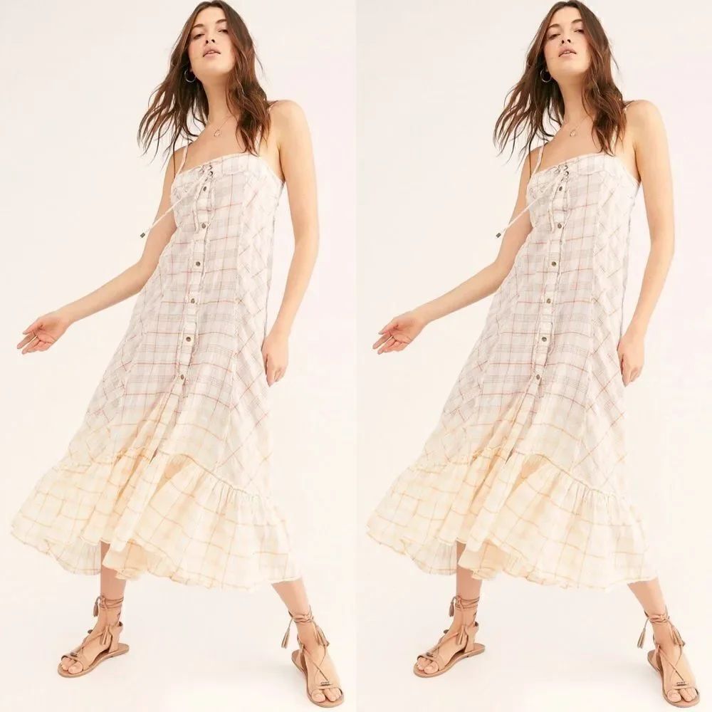 FREE PEOPLE Plaid City Maxi Top - Picture 2 of 6